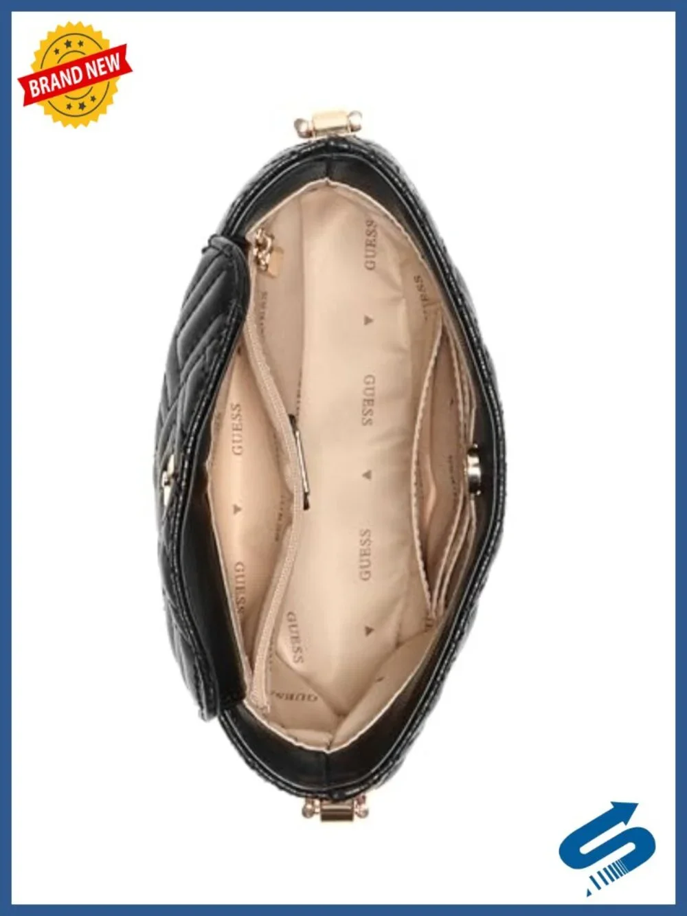 Quilted Mini Bucket Crossbody Bag with Gold Hardware, Adjustable Strap